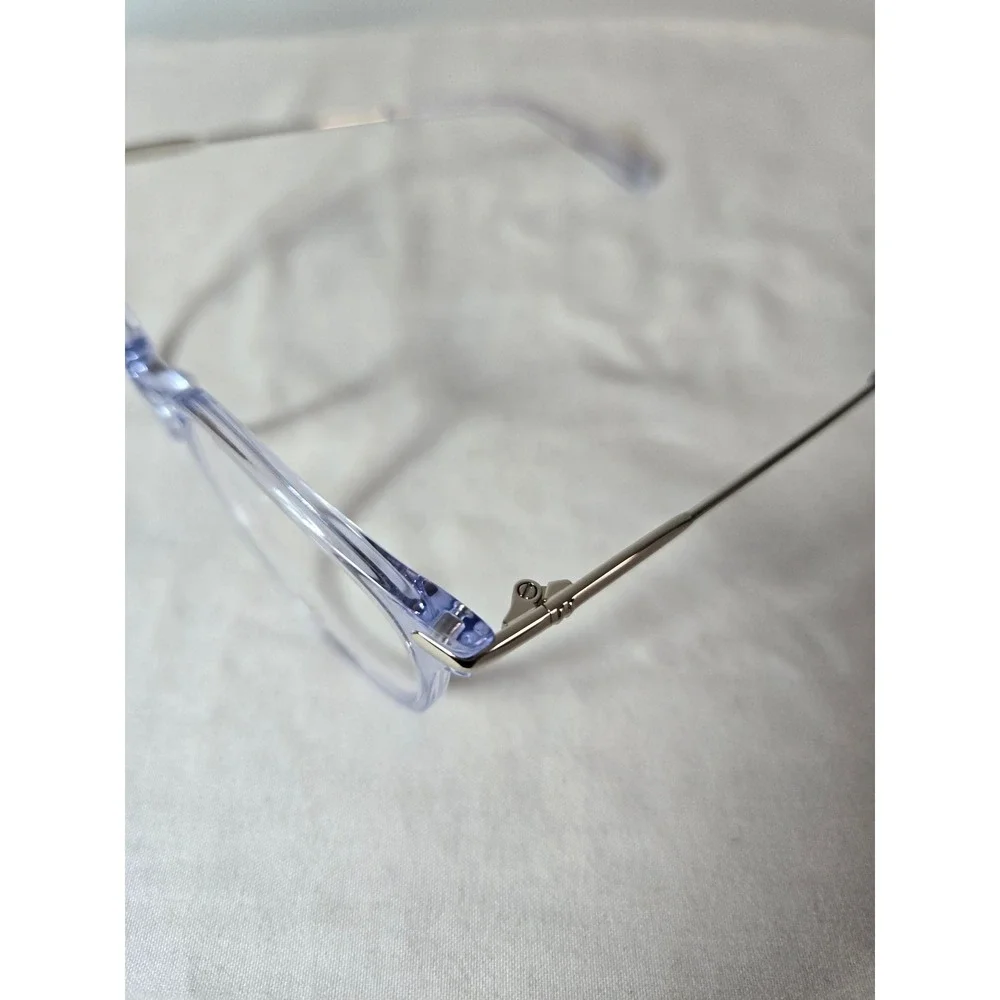 Dicaprio Crystal Blue Round Eyeglass Frames Clear Light Blue Silver 49-18-140
